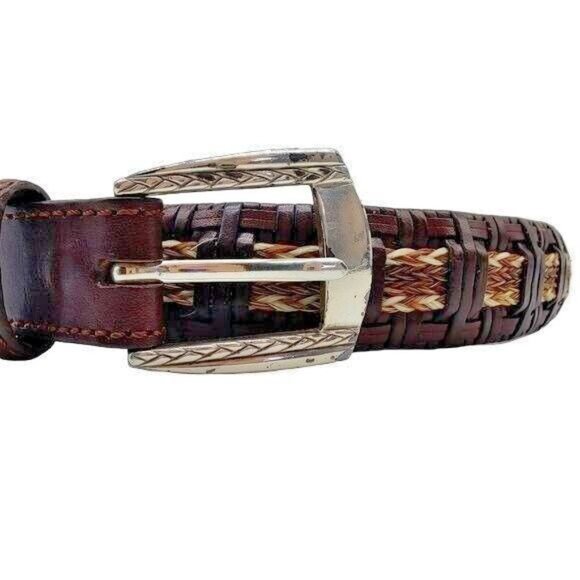 Dick Idol Woven Fine Leather Belt Silver Buckle Size 36 - Picture 2 of 5